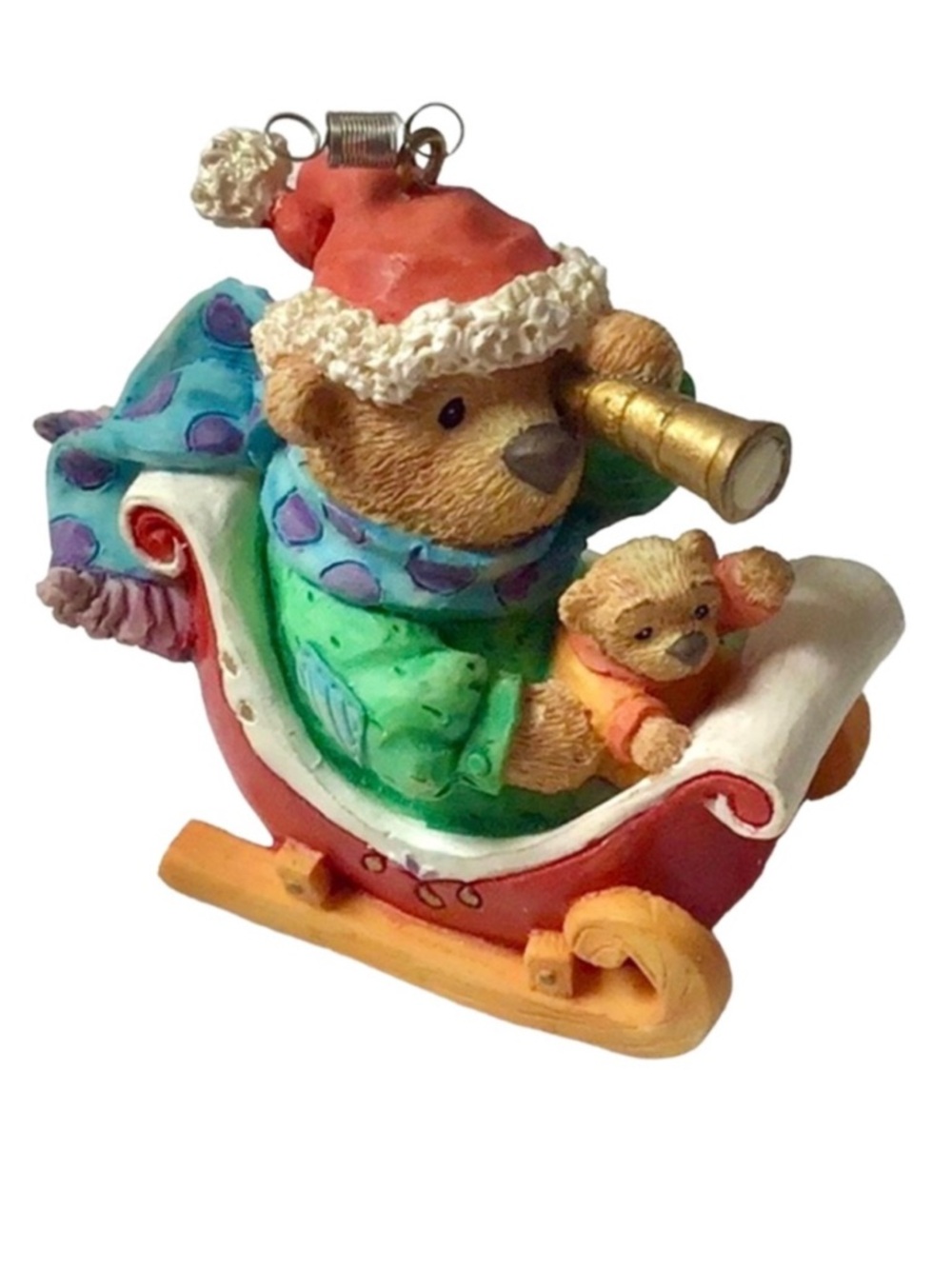 Enesco 1996 Tender Tucker “Santa Searchin’” Christmas Ornament